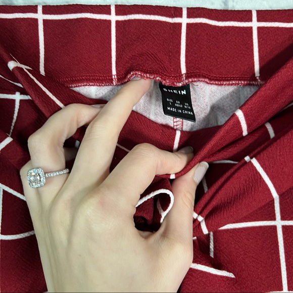 „🌸5/$25🌸NWOT Shein Plaid/ Grid Self Belted Pants Size large - Picture 5 of 16